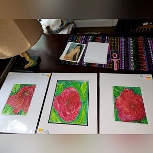 Triptych  pastel drawings on paper in mat. By myself
